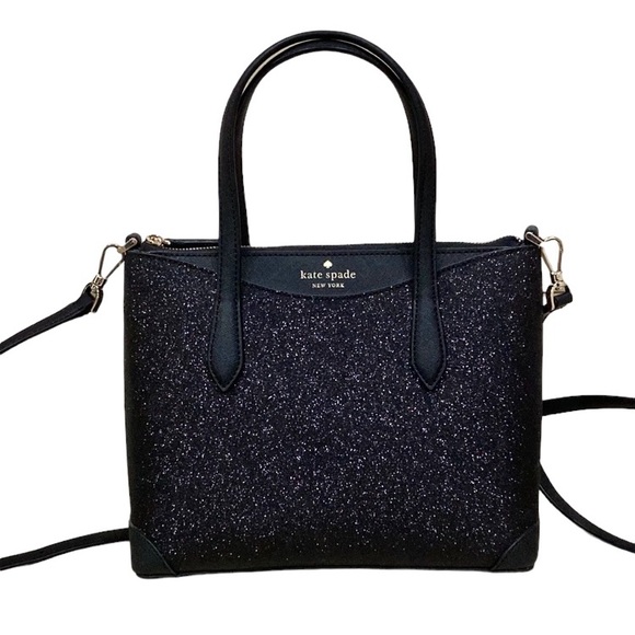 kate spade Handbags - Kate Spade Black Glitter Sparkle Shimmy Fabric Satchel Purse Bag